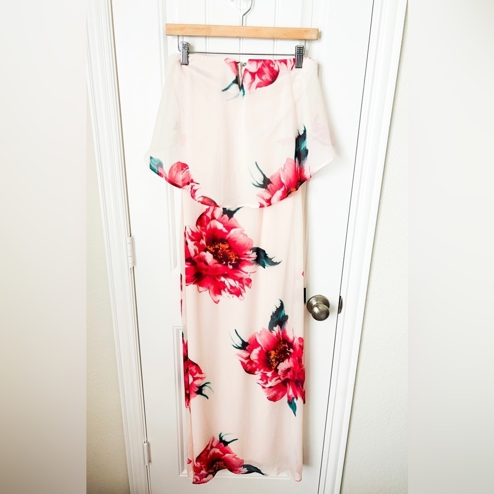 Way-In Clothing Co. Strapless Pink Floral Dress Size XS